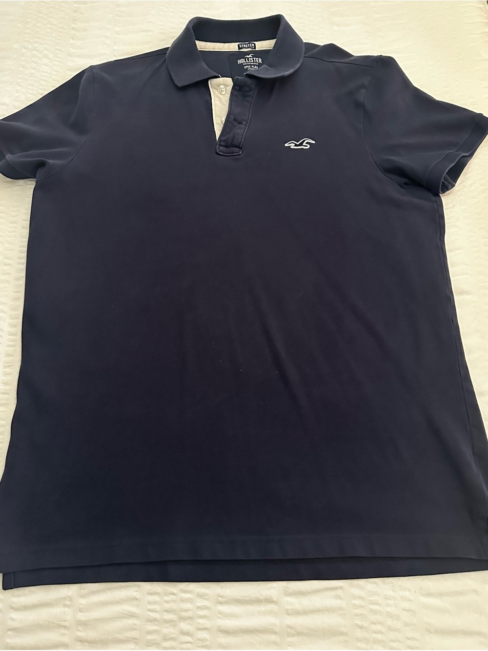 Hollister Men's Navy Blue Polo Shirt - Large